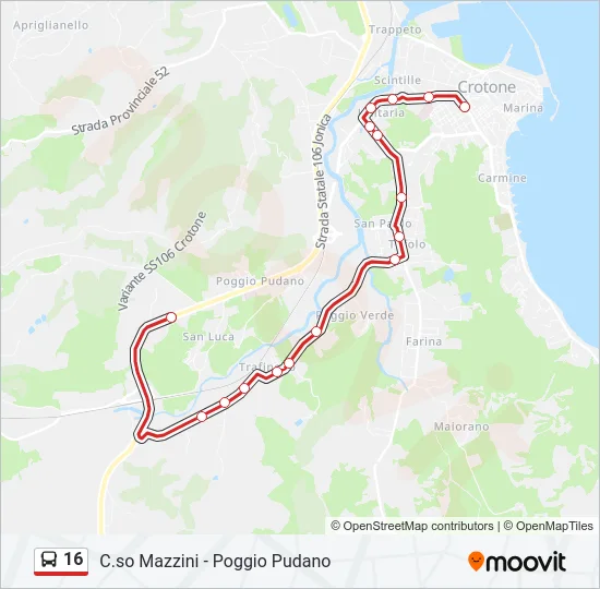 16 Bus Line Map