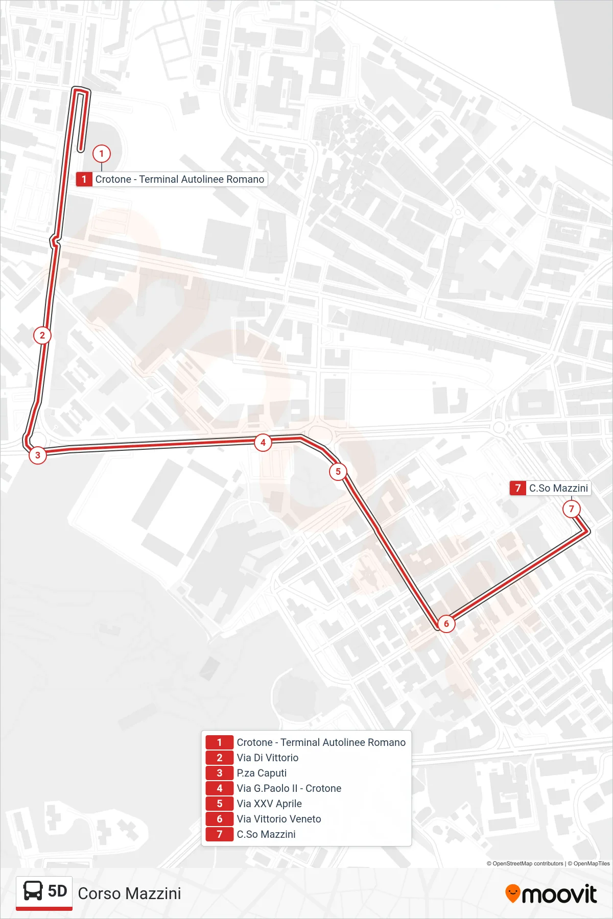 Linea 5D bus (Corso Mazzini) - Percorsi e fermate sulla mappa