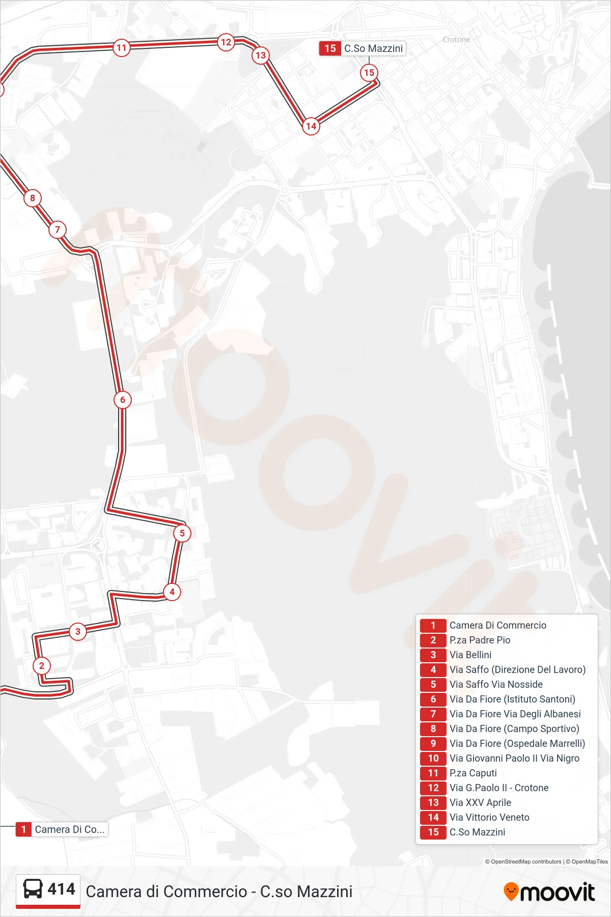Linea 414 bus (C.So Mazzini) - Percorsi e fermate sulla mappa