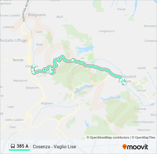 385 A bus Line Map