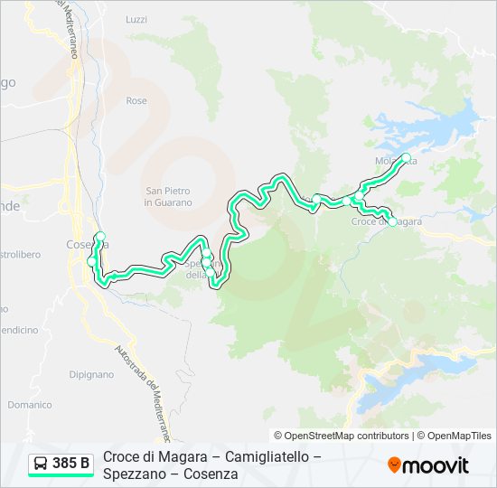 Percorso linea bus 385 B