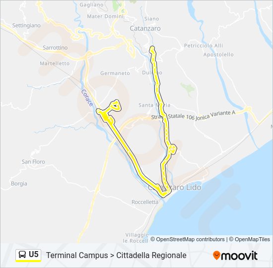 U5 Bus Line Map