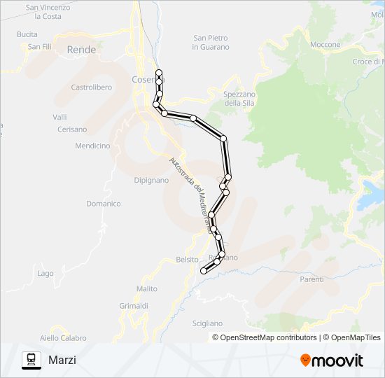 Percorso linea  COSENZA - MARZI