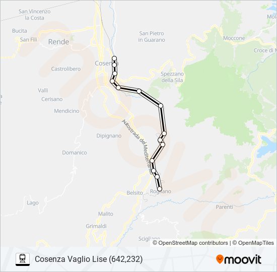 Percorso linea  COSENZA - MARZI