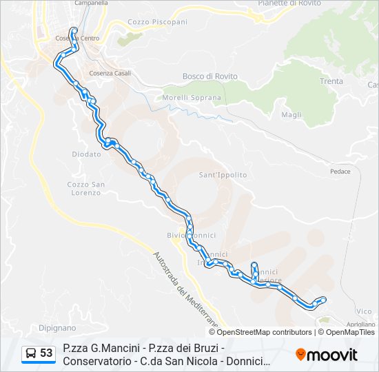 Percorso linea bus 53