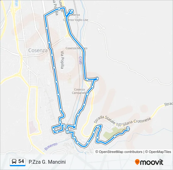 54 Bus Line Map