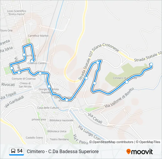 54 Bus Line Map