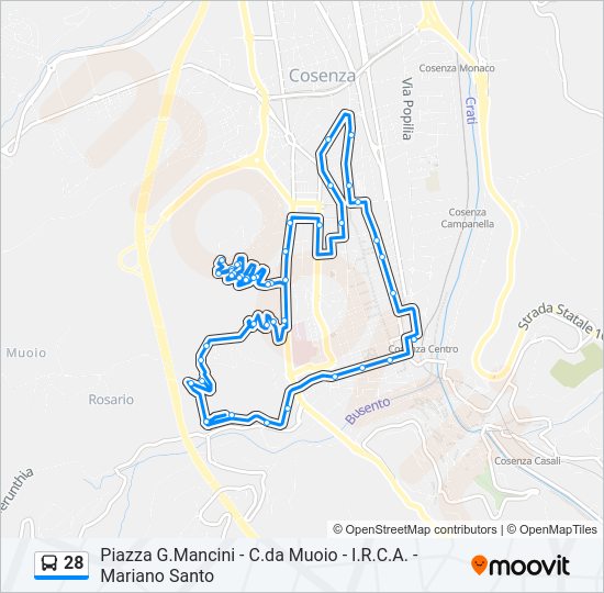 Percorso linea bus 28