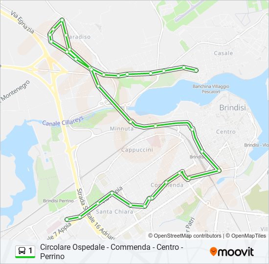 1 bus Line Map