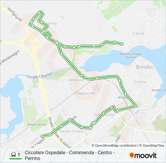 1 Bus Line Map