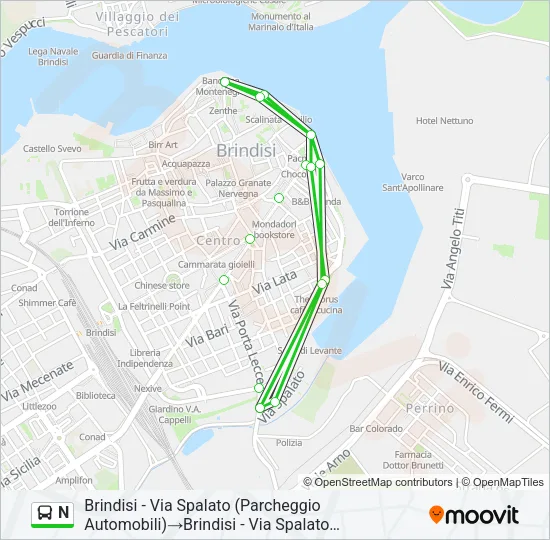 N Bus Line Map
