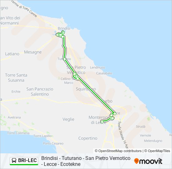 Percorso linea bus BRI-LEC