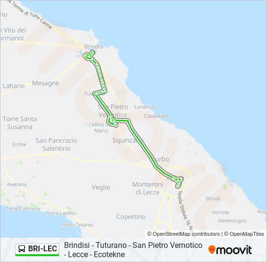 Percorso linea bus BRI-LEC