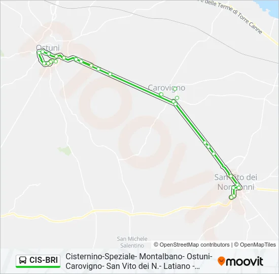 Percorso linea bus CIS-BRI