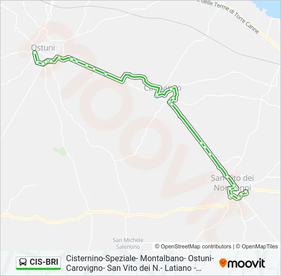 Percorso linea bus CIS-BRI