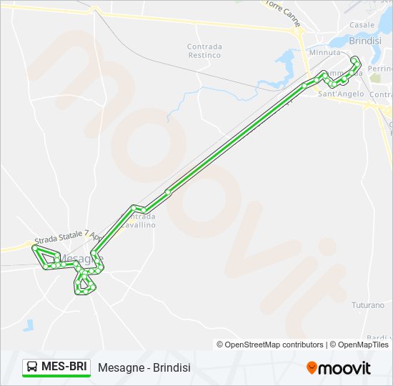 Percorso linea bus MES-BRI