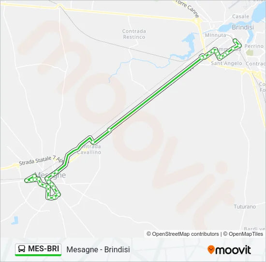Percorso linea bus MES-BRI