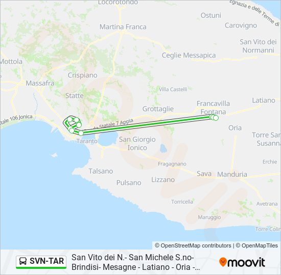 Percorso linea bus SVN-TAR