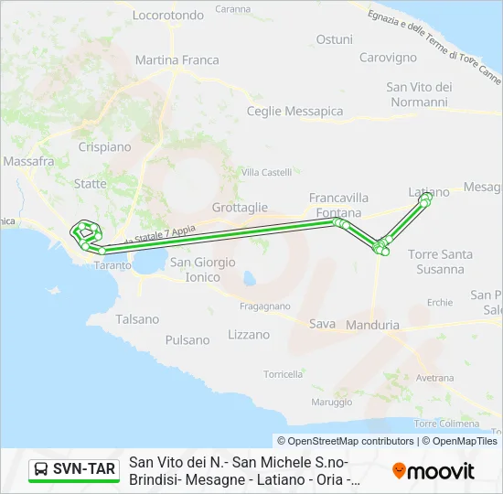 Percorso linea bus SVN-TAR