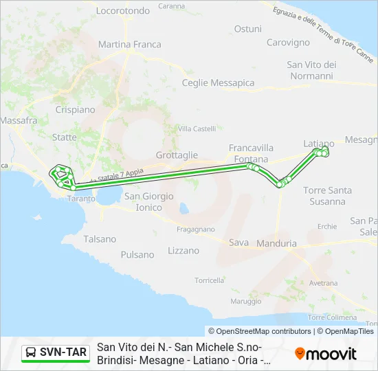 Percorso linea bus SVN-TAR