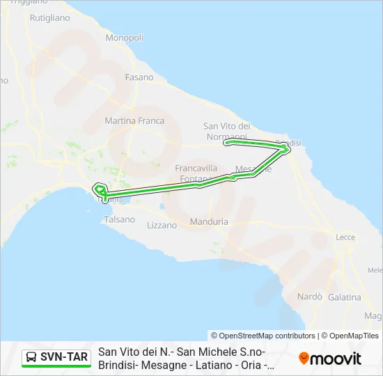 Percorso linea bus SVN-TAR