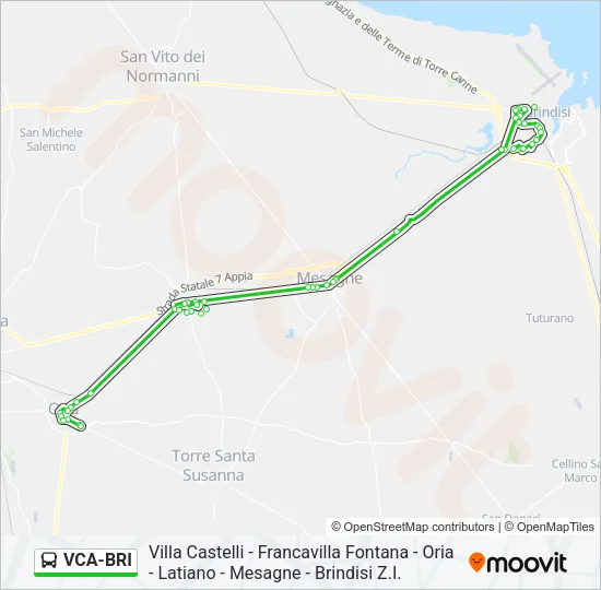 Percorso linea bus VCA-BRI