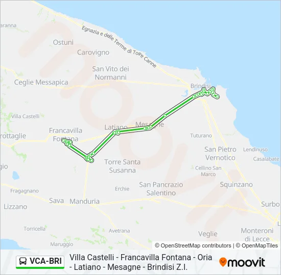 Percorso linea bus VCA-BRI