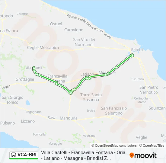 Percorso linea bus VCA-BRI