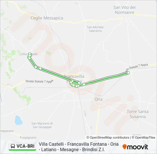 Percorso linea bus VCA-BRI