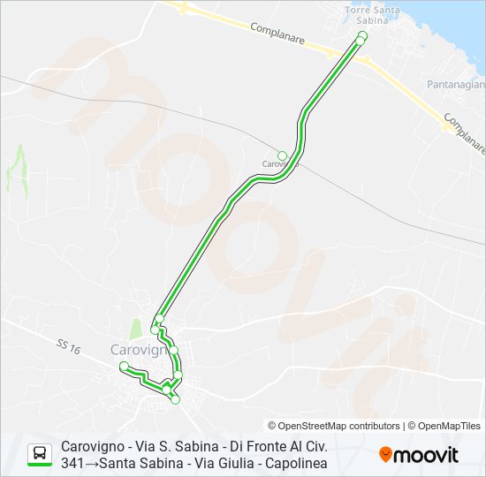 Percorso linea bus CA-SZ-SS