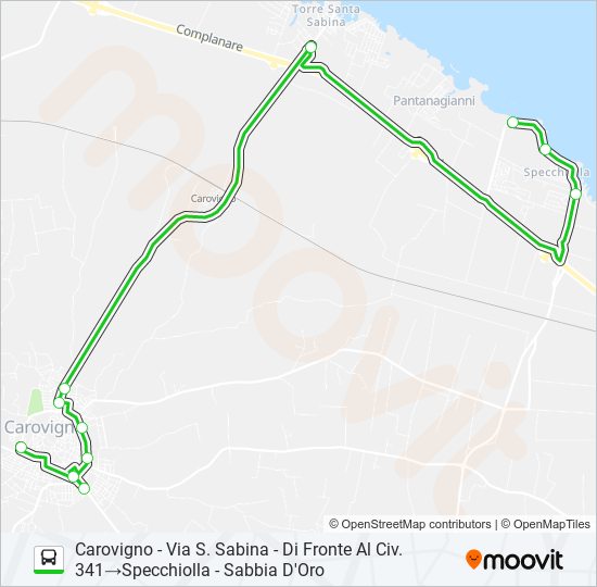 Percorso linea bus CA-SZ-SS