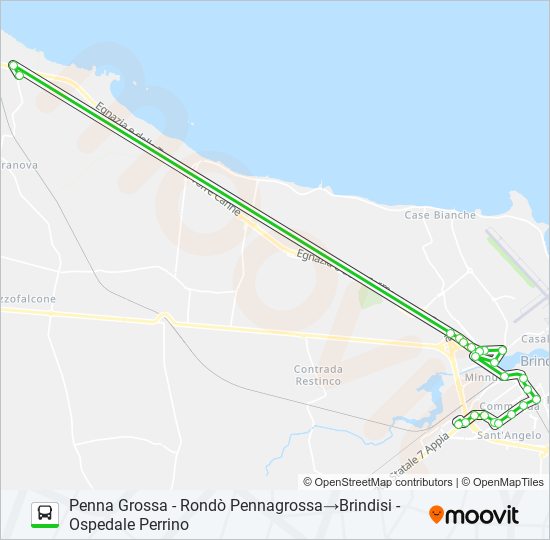 Percorso linea bus E/TCANNE