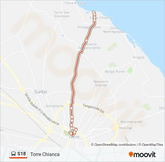 S18 Bus Line Map