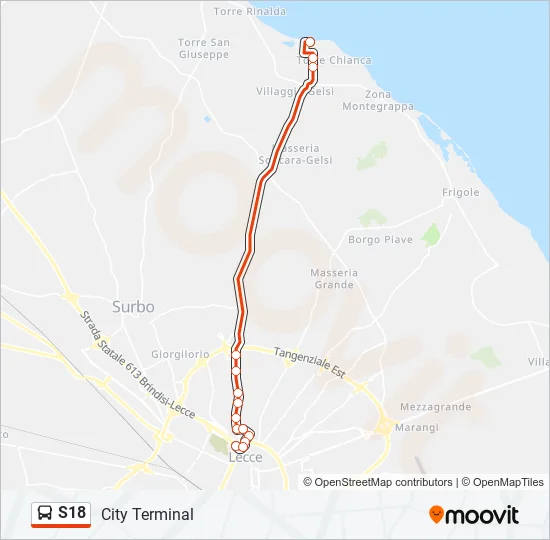 S18 Bus Line Map