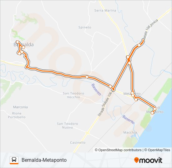 Percorso linea bus BERNALDA-METAPONTO