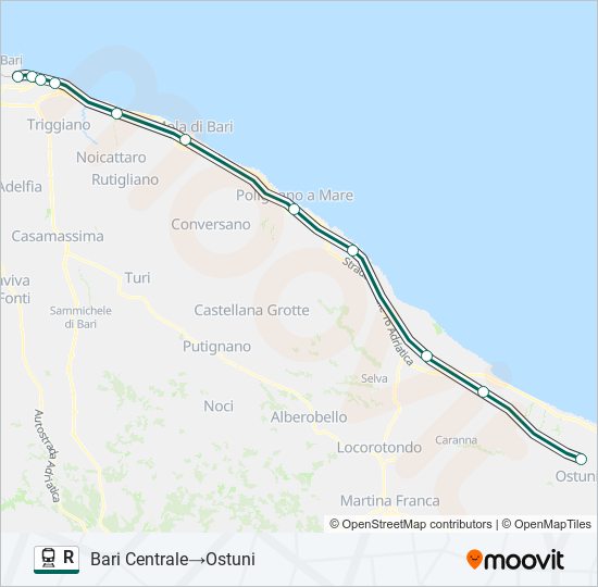 Percorso linea treno R