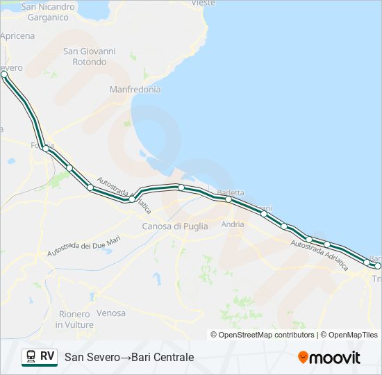 Percorso linea treno RV