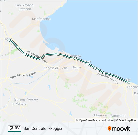 Percorso linea treno RV