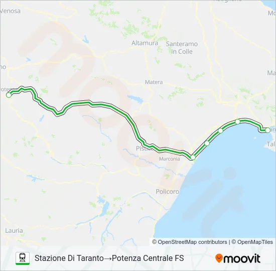 FS TARANTO-POTENZA C.LE Train Line Map