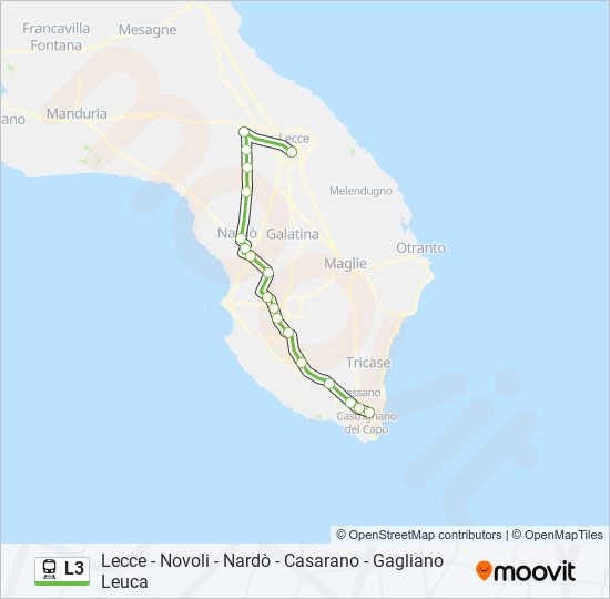 Percorso linea treno L3