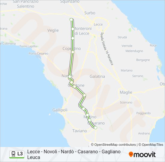Percorso linea treno L3