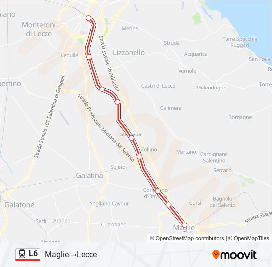 Percorso linea treno L6