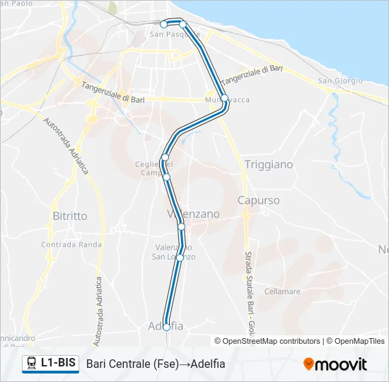 L1-BIS Train Line Map