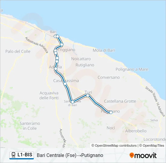 L1-BIS Train Line Map
