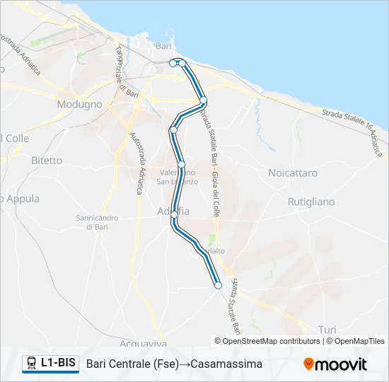 L1-BIS Train Line Map
