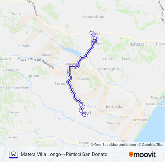 MATERA-PISTICCI bus Line Map