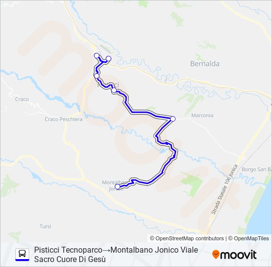 PISTICCI-MONTALBANO JONICO bus Line Map