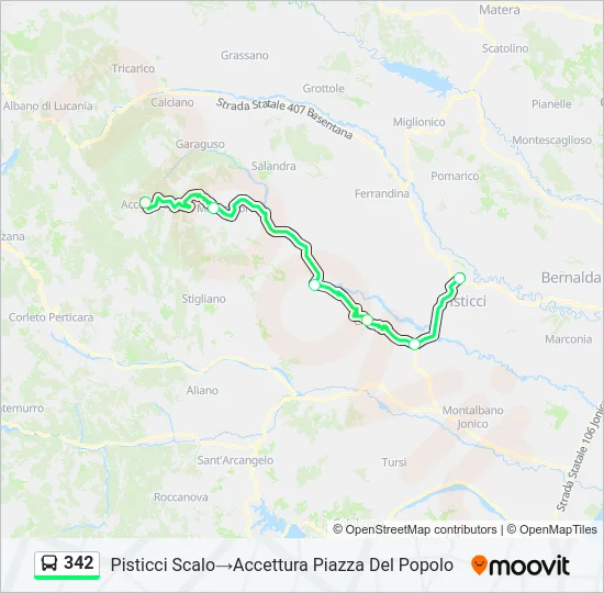 Percorso linea bus 342
