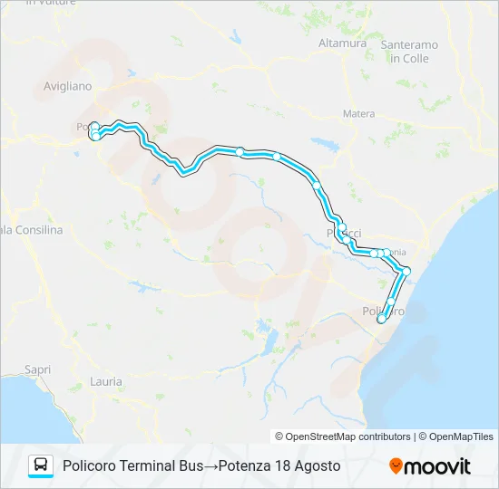 POLICORO-POTENZA Bus Line Map