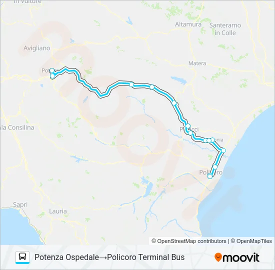 POLICORO-POTENZA Bus Line Map